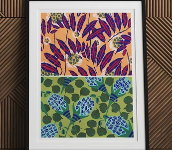 Framed floral pattern art print inspired by william morris textile art print perfect for vintage design nerds