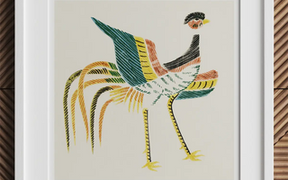 Framed colorful rooster bird art print in taguchi tomoki style from kono bairei collection for history nerds