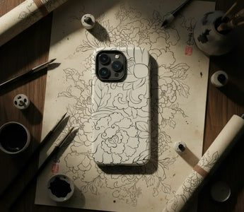 Floral patterned white iphone case showing back side design for modern art fans by toby leon