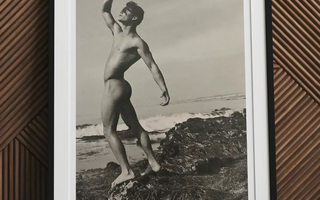 Framed black and white nude photograph reflecting bob mizer’s warhol made desire in a queer chronicle article