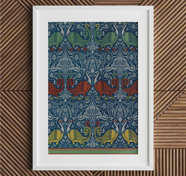 Framed decorative bird pattern inspired by arabes d’après les monuments in Émile prisse d’avennes islamic art canvas