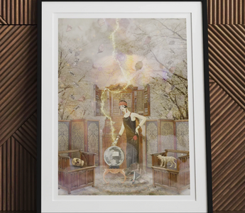 Woman in a 1920s style dress pouring tea from a teapot inspired by queen hecuba and king priam in cassandra the mystic marvel