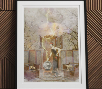 Woman in a 1920s style dress pouring tea from a teapot inspired by queen hecuba and king priam in cassandra the mystic marvel