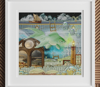 A green fish with scales and fins floating in mid-air illustrating gentlest swish topples in down where it’s wetter pt 1