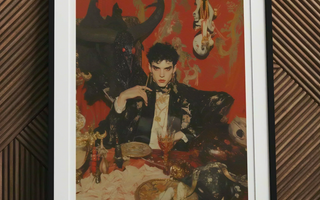Framed portrait painting in dark tones depicting stoker’s dracula representing queer vampire themes and true blood legacy