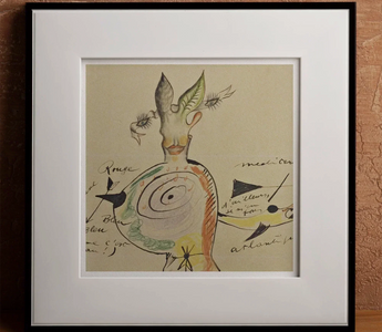 Surrealist drawing of a humanoid figure with animal features and spiral body illustrating the exquisite corpse technique