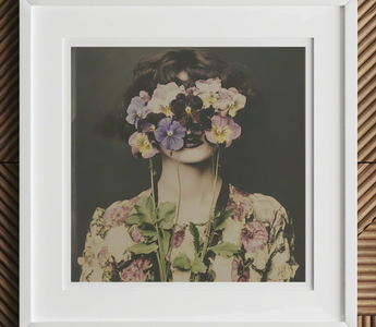 Framed floral portrait in vibrant colors symbolizing queer communities inspired by oscar wilde and green carnations