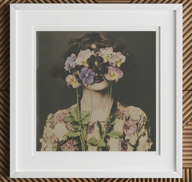 Framed floral portrait in vibrant colors symbolizing queer communities inspired by oscar wilde and green carnations