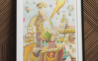 Madame firefly geisha figure in traditional attire holding a parasol as a spirited reinterpretation of orientalist narratives