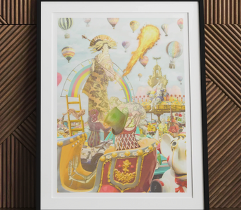 Madame firefly geisha figure in traditional attire holding a parasol as a spirited reinterpretation of orientalist narratives