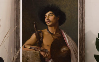 Framed portrait of a warrior showcasing homoerotic desire in orientalist art by western artists.