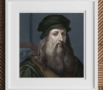Framed portrait of leonardo da vinci in close lucé discussing mona lisa and leonardo da vinci’s possible adhd traits