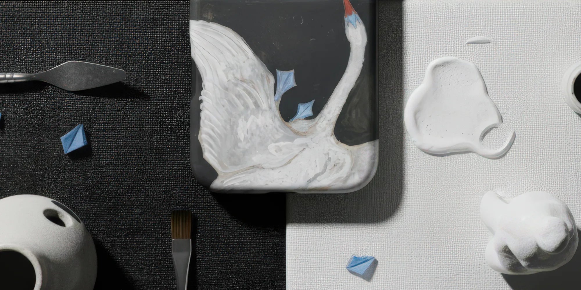 Decorative phone case featuring a nature-inspired design with a bird, butterfly, and floral elements.