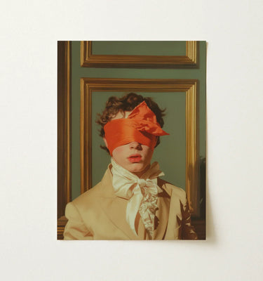 Framed Portrait Young Man Period Attire Orange Satin Gay Erotica Art, Silence, a Figure Poised, 18th Century