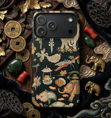 Floral pattern iphone case in vibrant colors shown from the back side in the iphone cases collection