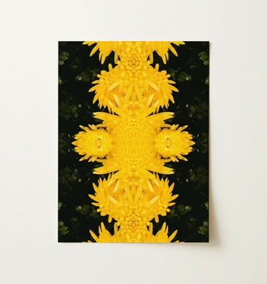 Large Wall Art: Yellow floral pattern artwork mounted on a black background.