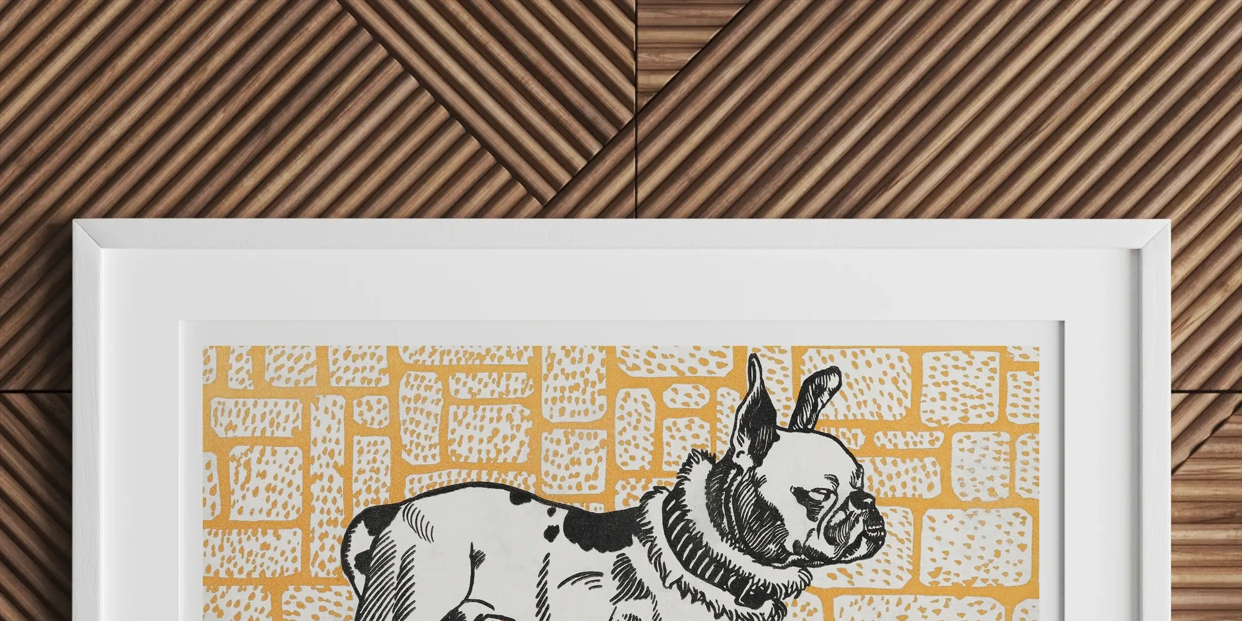 French Bulldog drawn in a black and white sketch style.
