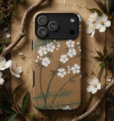 Neutral Phone Cases featuring an intricate pattern on a cream background, enhancing style and individuality.