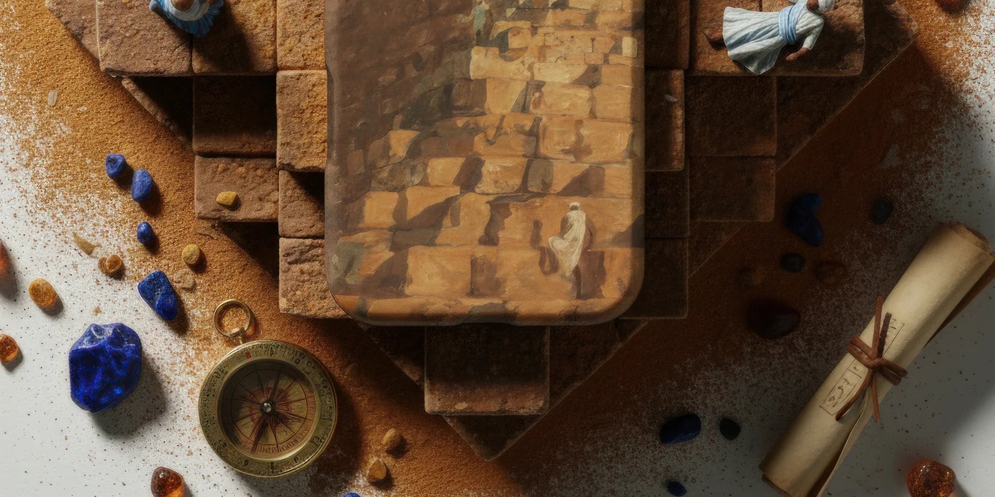 Pyramid-themed phone case.
