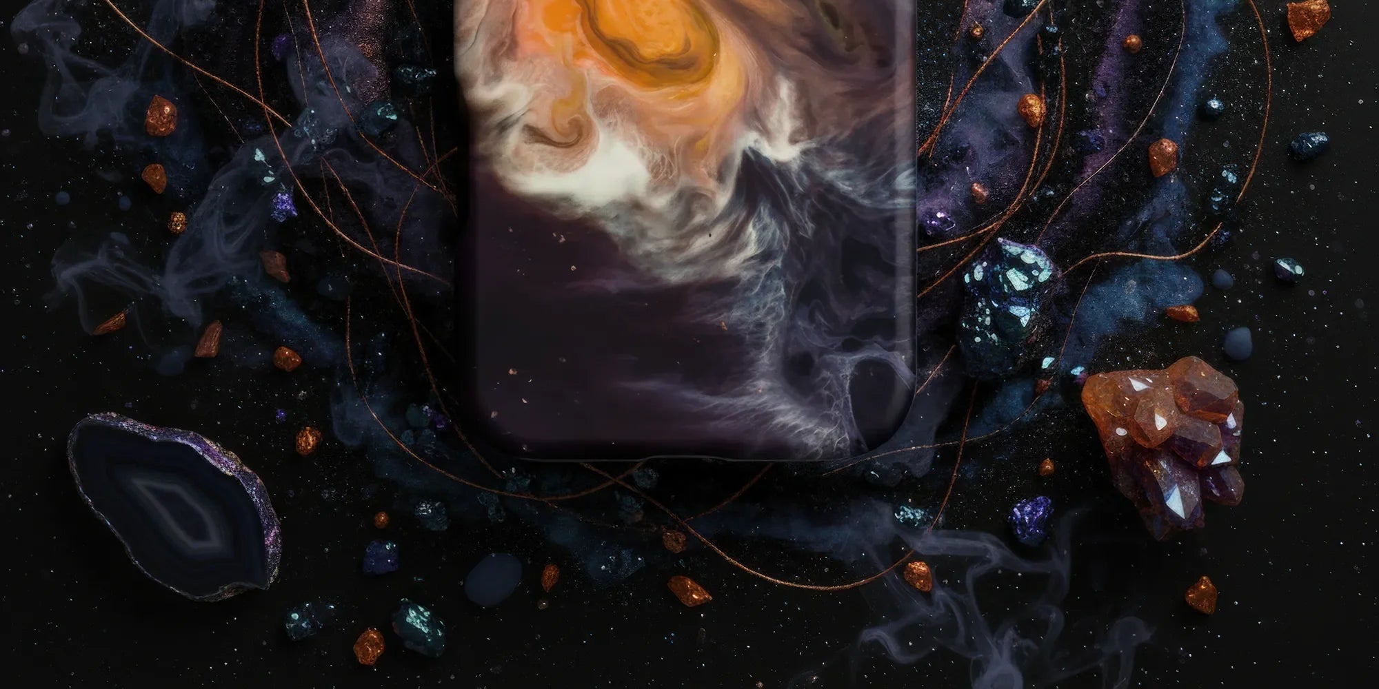 Yellow phone case with bicycle design.