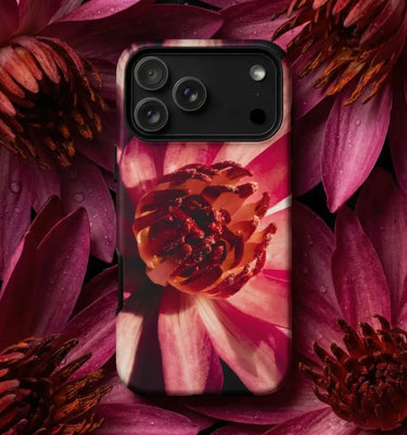 Pink Phone Cases featuring a cute cloud design against a colorful background.