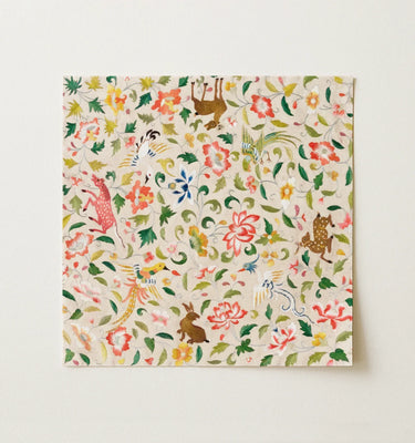 Framed floral tapestry in soft colors as textile wall art perfect for elegant home decor.