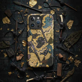 Ornate phone case with Thai art.