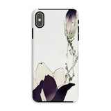Purple Magnolia - Watanabe Seitei Bijutsu Sekai Art Iphone Case Xs Max / Matte Phone Case Minimalist Floral Design Purple White Flowers