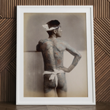1585 Japanese Wabori Tattoo - S. Ogawa Fine Art Print / Leinwand, 24x32’’ / 61x81cm / Weißer Rahmen / Passepartout, Poster Drucke & Visuelles