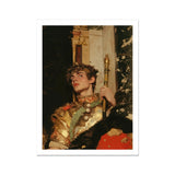 Peeking - Royal Gay Renaissance Art Print, Young Person Ornate Costume Golden Scepter
