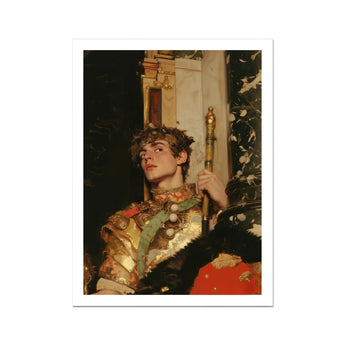 Peeking - Royal Gay Renaissance Art Print, Young Person Ornate Costume Golden Scepter