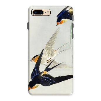 3 Birds in Flight - Ohara Koson Kachō-e Iphone Case, 8 Plus / Matte, Phone Case Colorful Bird Design Swallows Flight