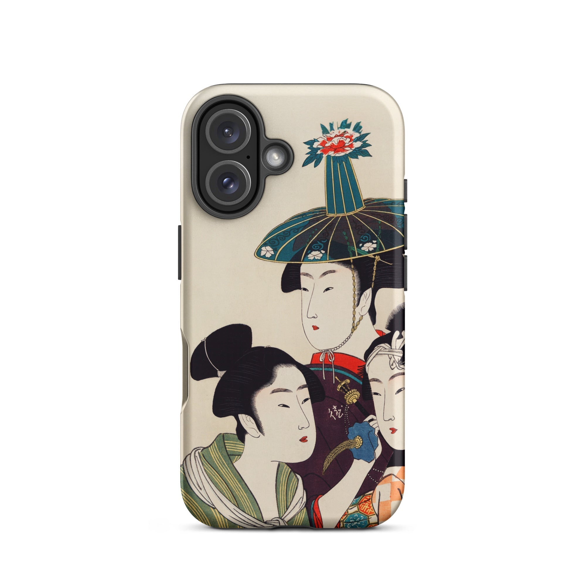 3 Young Men or Women Utamaro Ukiyo e Iphone Case, 16 / Matte, Phone Case Japanese Art