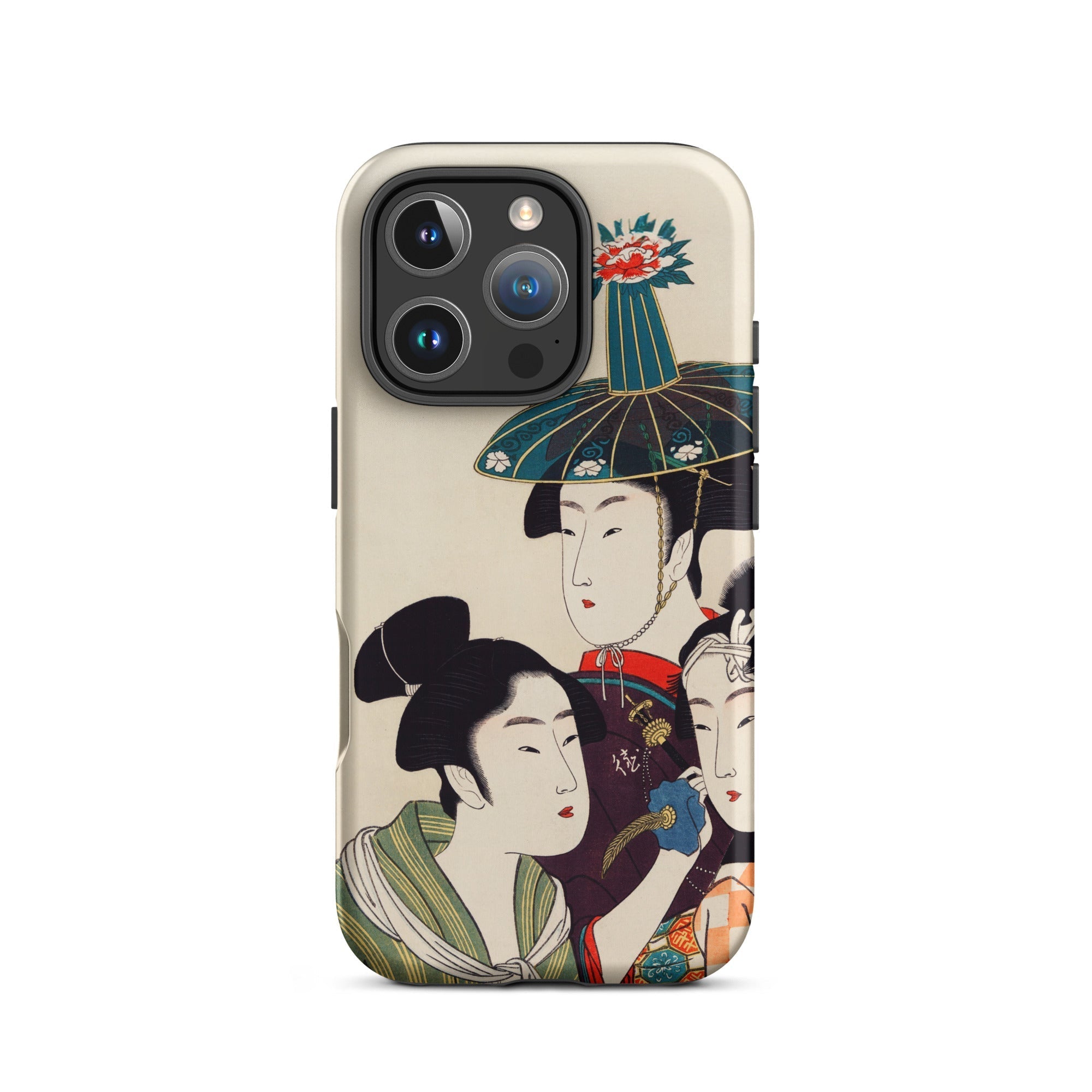 3 Young Men or Women Utamaro Ukiyo e Iphone Case, 16 Pro / Matte, Phone Case Japanese Art
