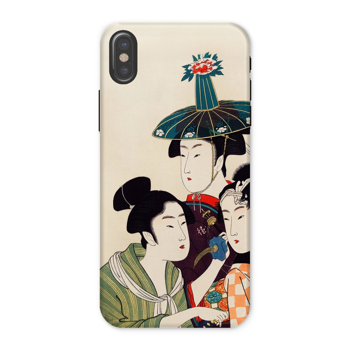 3 Young Men or Women Utamaro Ukiyo e Iphone Case, x / Matte, Phone Case Traditional Japanese Ukiyo Style Artwork Geishas