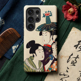 3 Young Men or Women - Utamaro Ukiyo-e Phone Case Cream-colored Detailed Illustration Three Traditional Japanese Kitagawa’s, Edo-period
