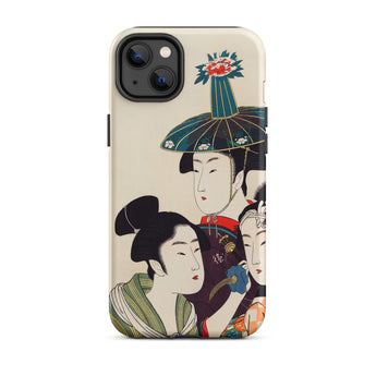3 Young Men or Women - Utamaro Ukiyo-e Phone Case Iphone 14 Plus / Matte Japanese Art Kitagawa’s Three, Edo-period Japan, Sumptuous Portal