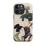 3 Young Men or Women - Utamaro Ukiyo-e Phone Case Iphone 15 Pro Max / Matte Japanese Art Kitagawa’s Three, Edo-period Japan, Sumptuous