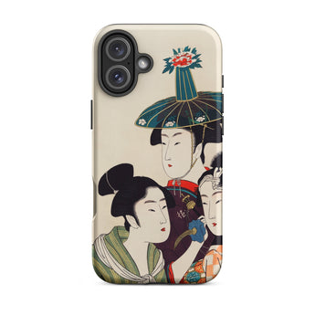 3 Young Men or Women - Utamaro Ukiyo-e Phone Case Iphone 16 Plus / Matte Japanese Art Kitagawa’s Three, Edo-period Japan, Sumptuous Portal