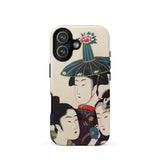 3 Young Men or Women - Utamaro Ukiyo-e Phone Case Iphone 17 / Matte 12 Vintage Japanese Geisha Design Cream Kitagawa’s Three, Edo-period