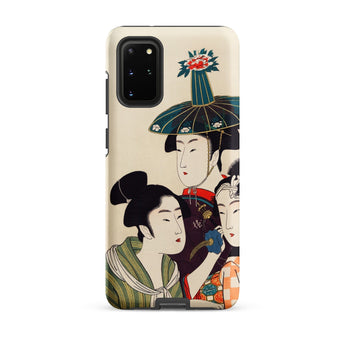 3 Young Men or Women - Utamaro Ukiyo-e Phone Case Samsung Galaxy S20 Plus / Matte Cream-colored Traditional Japanese Style Illustration