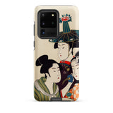 3 Young Men or Women - Utamaro Ukiyo-e Phone Case Samsung Galaxy S20 Ultra / Matte Beige Vintage-style Illustration Three Japanese