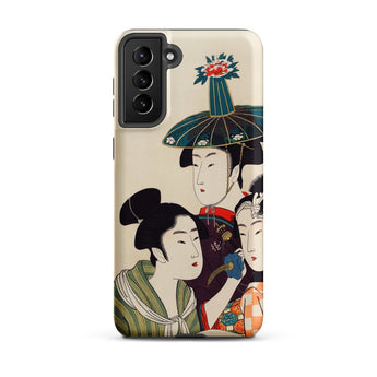 3 Young Men or Women - Utamaro Ukiyo-e Phone Case Samsung Galaxy S21 Plus / Matte Beige Traditional Japanese Illustration Three Kitagawa’s,