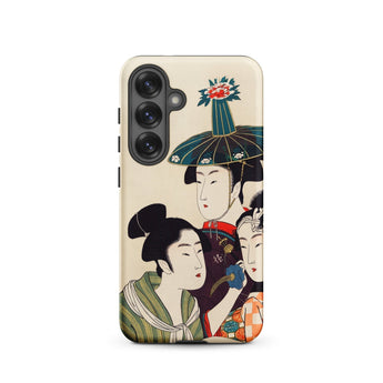 3 Young Men or Women - Utamaro Ukiyo-e Phone Case Samsung Galaxy S25 / Matte Beige Traditional Japanese Style Illustration Kitagawa’s