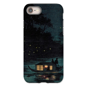 Fireflies at Ochanomizu - Kobayashi Kiyochika Phone Case Iphone 8 / Matte Phone Case Traditional Japanese Boat Lantern House Dark Kobayashi