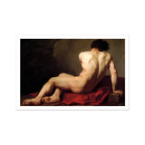 Patroclus - Jacques-louis David Greek Myth Art Print, Nude Male Figure Seated Red Cloth