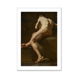 Male Nude Seen from Behind - Ubaldo Gandolfi Fine Art Print, Nude Male Figure Seated