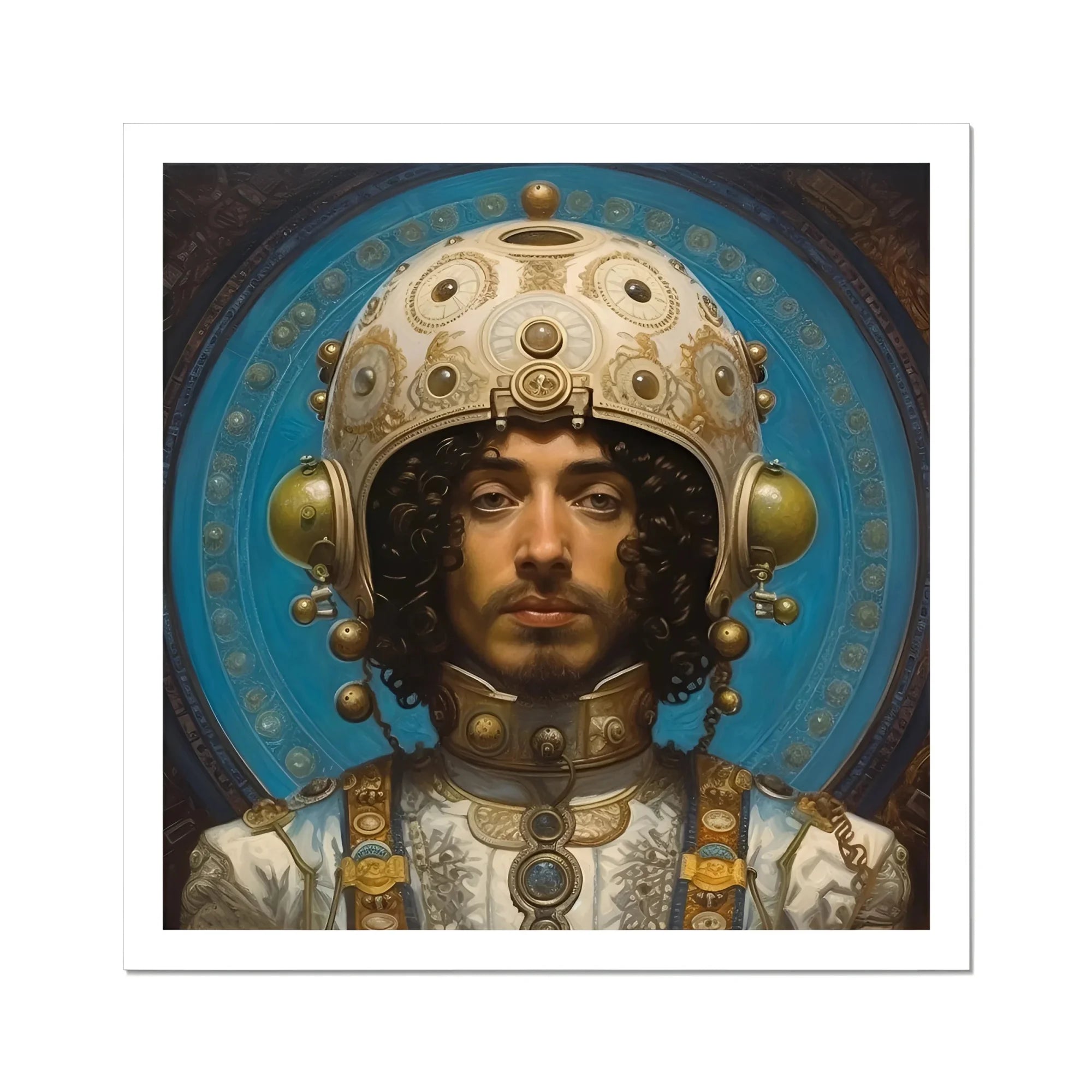 Mehdi the Gay Astronaut - Gays in Space Fine Art Print, Ornate Helmeted Portrait