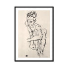 Seated Male Nude (self-portrait) - Egon Schiele Fine Art Print, Framed Nude Male Figure
