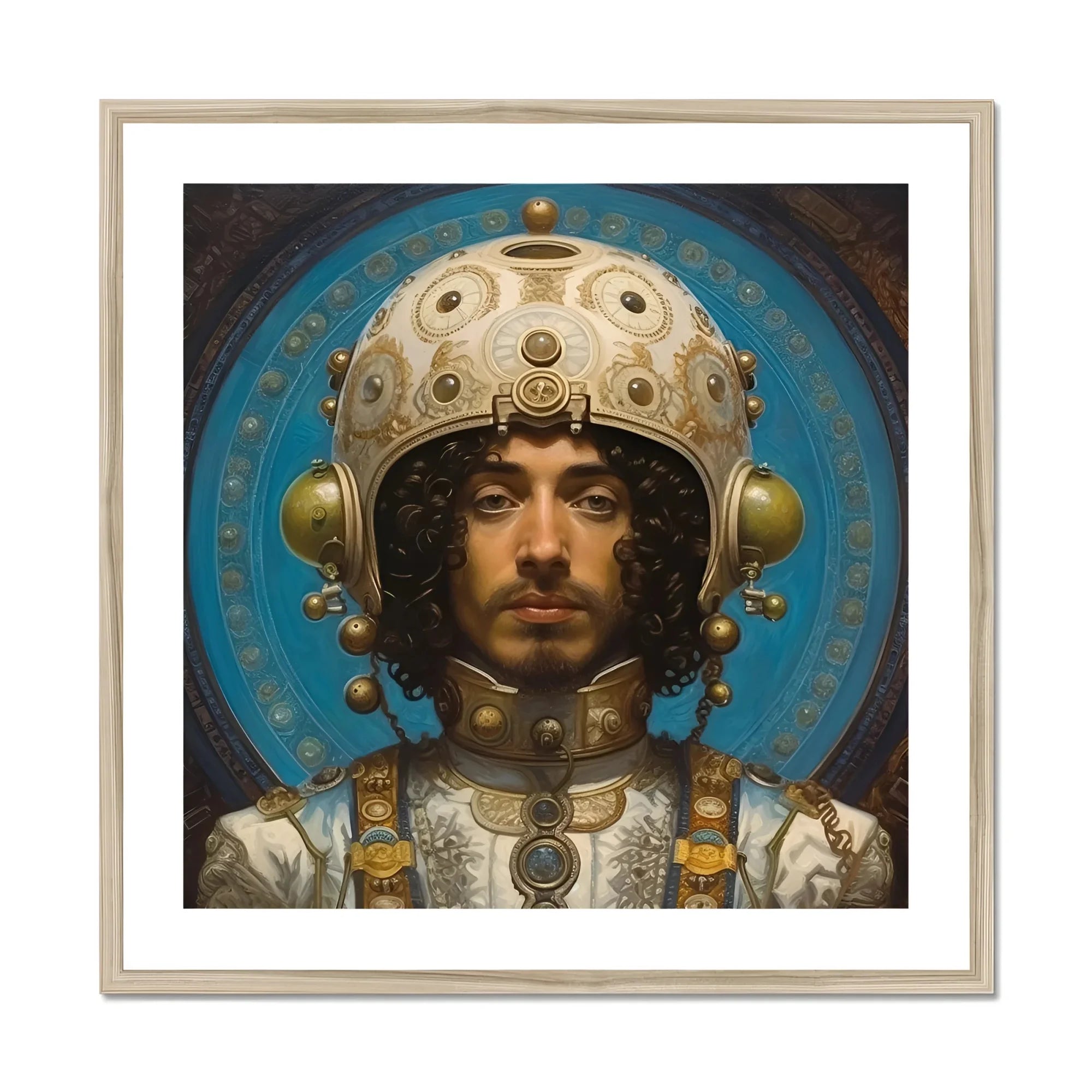 Mehdi the Gay Astronaut - Gays in Space Fine Art Print, Framed Portrait Man Ornate Headgear